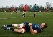 25 February 2019; Tadhg Beirne stretches during Munster Rugby squad training at the University of Limerick in Limerick. Photo by Diarmuid Greene/Sportsfile