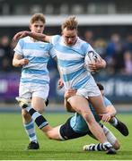 25 February 2019; Niall Comerford of Blackrock College is tackled by Robert Gilsenan of St Michael's College during the Bank of Ireland Leinster Schools Senior Cup Round 2 match between Blackrock College and St Michael’s College at Energia Park in Donnybrook, Dublin. Photo by David Fitzgerald/Sportsfile