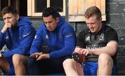 25 February 2019; Players, from left, Ross Byrne, Noel Reid, and Dan Leavy during Leinster Rugby Squad Training at Rosemount in UCD, Dublin. Photo by Piaras Ó Mídheach/Sportsfile