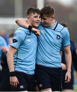 25 February 2019; Mark Hernan, left, and John Fish of St Michael's College celebrate following the Bank of Ireland Leinster Schools Senior Cup Round 2 match between Blackrock College and St Michael’s College at Energia Park in Donnybrook, Dublin. Photo by David Fitzgerald/Sportsfile