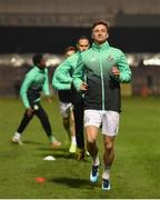 25 February 2019; Ronan Finn of Shamrock Rovers leads the warm-up prior to the SSE Airtricity League Premier Division match between Bohemians and Shamrock Rovers at Dalymount Park in Dublin. Photo by Ben McShane/Sportsfile