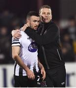 25 February 2019; Dundalk head coach Vinny Perth with Michael Duffy of Dundalk following the SSE Airtricity League Premier Division match between Dundalk and UCD at Oriel Park in Dundalk, Co Louth. Photo by Eóin Noonan/Sportsfile
