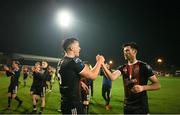 25 February 2019; Rob Cornwall, left, and Dinny Corcoran of Bohemians celebrate following the SSE Airtricity League Premier Division match between Bohemians and Shamrock Rovers at Dalymount Park in Dublin. Photo by Ben McShane/Sportsfile