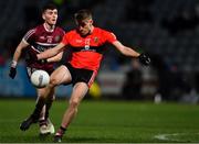 20 February 2019; Killian Spillane of UCC shoots under pressure from Aaron Boyle of St Mary's during the Electric Ireland HE GAA Sigerson Cup Final match between St Mary's University College Belfast and University College Cork at O'Moore Park in Portlaoise, Laois. Photo by Piaras Ó Mídheach/Sportsfile