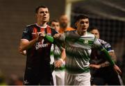 25 February 2019; James Finnerty of Bohemians and Trevor Clarke of Shamrock Rovers during the SSE Airtricity League Premier Division match between Bohemians and Shamrock Rovers at Dalymount Park in Dublin. Photo by Ben McShane/Sportsfile