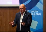 26 February 2019; Sport Ireland today launched the new Safeguarding Guidance for Children and Young People in Sport. The new Guidance specifically builds on the core principles of safeguarding originally set out in the Code of Ethics and Good Practice for Children in Sport, providing alignment with current legislation and Children First Guidance 2017. Also announced today were details of Sport Ireland’s new safeguarding self-assessment framework for National Governing Bodies of Sport, and the Sport Ireland Staying Safe Online resource. Speaking is CEO of The Ineqe Group Jim Gamble at the Sport Ireland Campus Conference Centre in Blanchardstown, Dublin. Photo by Harry Murphy/Sportsfile