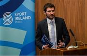 26 February 2019; Sport Ireland today launched the new Safeguarding Guidance for Children and Young People in Sport. The new Guidance specifically builds on the core principles of safeguarding originally set out in the Code of Ethics and Good Practice for Children in Sport, providing alignment with current legislation and Children First Guidance 2017. Also announced today were details of Sport Ireland’s new safeguarding self-assessment framework for National Governing Bodies of Sport, and the Sport Ireland Staying Safe Online resource. Speaking is Minister of State for Tourism and Sport Brendan Griffin TD at the Sport Ireland Campus Conference Centre in Blanchardstown, Dublin. Photo by Harry Murphy/Sportsfile