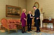 26 February 2019; The President of Ireland Michael D Higgins and his wife Sabina greet Kyle Hayes during a reception for the 2018 All-Ireland Hurling Champions Limerick at Áras an Uachtaráin in Dublin. Photo by Ramsey Cardy/Sportsfile