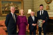 26 February 2019; The President of Ireland Michael D Higgins and his wife Sabina greet manager John Kiely and captain Declan Hannon during a reception for the 2018 All-Ireland Hurling Champions Limerick at Áras an Uachtaráin in Dublin. Photo by Ramsey Cardy/Sportsfile