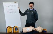 27 February 2019; Dublin footballer Cian O’Sullivan at Parnell Park to launch AIG Dub Club Health. The Heart Safety Roadshow is the first programme in the initiative that will provide training around CPR, choking, defibrillator/AED usage, storage and maintenance. Go to www.aig.ie/health to find out more.  Photo by Brendan Moran/Sportsfile