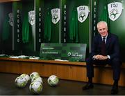 27 February 2019; Republic of Ireland manager Mick McCarthy in attendance at Aviva Stadium where the Football Association of Ireland (FAI) launched its new 3, 5 & 10-year Premium Level tickets - “Club Ireland” - ahead of the Republic of Ireland’s EURO 2020 qualifying campaign kicking off next month with Georgia coming to Aviva Stadium on Tuesday, March 26th. Priced at €5,000 for a 10-year ticket and with 5 home international games guaranteed each year, the FAI believe they represent the most keenly priced Premium Level season ticket in Irish sport. The new Ireland management team, Mick McCarthy, Terry Connor & Robbie Keane, were at Aviva Stadium along with FAI CEO John Delaney and former Ireland Internationals and Club Ireland Ambassadors Richard Dunne and Karen Duggan to officially launch the new and improved Club Ireland membership. Membership of Club Ireland is on sale from today (Wednesday, February 27th) and can be purchased VIA: fai.ie/clubireland; by emailing Club Ireland clubireland@fai.ieor by calling 01 899 9547. Photo by Stephen McCarthy/Sportsfile