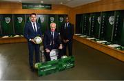 27 February 2019; Republic of Ireland manager Mick McCarthy with assistant coaches Robbie Keane, left, and Terry Connor, right, in attendance at Aviva Stadium where the Football Association of Ireland (FAI) launched its new 3, 5 & 10-year Premium Level tickets - “Club Ireland” - ahead of the Republic of Ireland’s EURO 2020 qualifying campaign kicking off next month with Georgia coming to Aviva Stadium on Tuesday, March 26th. Priced at €5,000 for a 10-year ticket and with 5 home international games guaranteed each year, the FAI believe they represent the most keenly priced Premium Level season ticket in Irish sport. The new Ireland management team, Mick McCarthy, Terry Connor & Robbie Keane, were at Aviva Stadium along with FAI CEO John Delaney and former Ireland Internationals and Club Ireland Ambassadors Richard Dunne and Karen Duggan to officially launch the new and improved Club Ireland membership. Membership of Club Ireland is on sale from today (Wednesday, February 27th) and can be purchased VIA: fai.ie/clubireland; by emailing Club Ireland clubireland@fai.ieor by calling 01 899 9547. Photo by Stephen McCarthy/Sportsfile