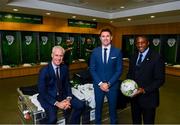 27 February 2019; Republic of Ireland manager Mick McCarthy, left, with assistant coaches Robbie Keane and Terry Connor, right, and team equipment officers Dick Redmond and Mick Lawlor in attendance at Aviva Stadium where the Football Association of Ireland (FAI) launched its new 3, 5 & 10-year Premium Level tickets - “Club Ireland” - ahead of the Republic of Ireland’s EURO 2020 qualifying campaign kicking off next month with Georgia coming to Aviva Stadium on Tuesday, March 26th. Priced at €5,000 for a 10-year ticket and with 5 home international games guaranteed each year, the FAI believe they represent the most keenly priced Premium Level season ticket in Irish sport. The new Ireland management team, Mick McCarthy, Terry Connor & Robbie Keane, were at Aviva Stadium along with FAI CEO John Delaney and former Ireland Internationals and Club Ireland Ambassadors Richard Dunne and Karen Duggan to officially launch the new and improved Club Ireland membership. Membership of Club Ireland is on sale from today (Wednesday, February 27th) and can be purchased VIA: fai.ie/clubireland; by emailing Club Ireland clubireland@fai.ieor by calling 01 899 9547. Photo by Stephen McCarthy/Sportsfile