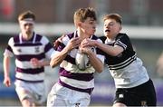27 February 2019; Eoin O'Regan of Clongowes Wood is tackled by David Grant of Newbridge College during the Bank of Ireland Leinster Schools Junior Cup Quarter-Final match between Newbridge College and Clongowes Wood College at Energia Park in Donnybrook, Dublin. Photo by Matt Browne/Sportsfile