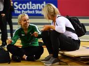 28 February 2019; Molly Scott of Ireland with her coach and mother Deirdre Scott during the previews of the European Indoor Athletics Championships at the Emirates Arena in Glasgow, Scotland.  Photo by Sam Barnes/Sportsfile