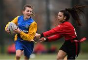 28 February 2019; Action from the Leinster Rugby Girls Metro Tag Rugby Blitz featuring Ringsend and CBS Westland Row at Clontarf All-Weather Pitches in Dublin. Photo by Stephen McCarthy/Sportsfile