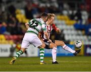 22 February 2019; Greg Sloggett of Derry City in action against Aaron Greene of Shamrock Rovers City during the SSE Airtricity League Premier Division match between Shamrock Rovers and Derry City at Tallaght Stadium in Dublin. Photo by Seb Daly/Sportsfile