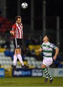 22 February 2019; Ally Gilchrist of Derry City in action against Aaron Greene of Shamrock Rovers during the SSE Airtricity League Premier Division match between Shamrock Rovers and Derry City at Tallaght Stadium in Dublin. Photo by Seb Daly/Sportsfile
