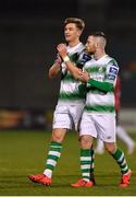 22 February 2019; Ronan Finn, left, and Jack Byrne of Shamrock Rovers following the SSE Airtricity League Premier Division match between Shamrock Rovers and Derry City at Tallaght Stadium in Dublin. Photo by Seb Daly/Sportsfile