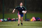 28 February 2019; Action from the Leinster Rugby Girls Metro Tag Rugby Blitz featuring Santa Sabina at Clontarf All-Weather Pitches in Dublin. Photo by Stephen McCarthy/Sportsfile