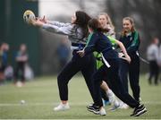 28 February 2019; Action from the Leinster Rugby Girls Metro Tag Rugby Blitz at Clontarf All-Weather Pitches in Dublin. Photo by Stephen McCarthy/Sportsfile