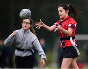 28 February 2019; Action from the Leinster Rugby Girls Metro Tag Rugby Blitz featuring Wesley College and St Louis at Clontarf All-Weather Pitches in Dublin. Photo by Stephen McCarthy/Sportsfile