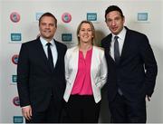 1 March 2019; Manuel Ruess, UEFA GROW Mentor, left, Mary O’Connor, CEO, Federation of Irish Sport, centre, and Noel Mooney, Head of National Association Development, UEFA, during the UEFA Masterclass in partnership with the Federation of Irish Sport at the Aviva Stadium in Dublin. Photo by Seb Daly/Sportsfile