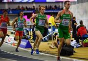 1 March 2019; Sean Tobin of Ireland, second from right, competing in the Men's 3000m event during day one of the European Indoor Athletics Championships at Emirates Arena in Glasgow, Scotland. Photo by Sam Barnes/Sportsfile