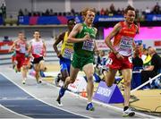1 March 2019; Sean Tobin of Ireland, second from right, competing in the Men's 3000m event alongside David Palacio of Spain, during day one of the European Indoor Athletics Championships at Emirates Arena in Glasgow, Scotland. Photo by Sam Barnes/Sportsfile