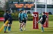 1 March 2019;  From left, Jacob Stockdale, Cian Healy, Iain Henderson, Chris Farrell and Tadhg Furlong during a Ireland Rugby squad open training session at Queen's University in Belfast, Antrim. Photo by Oliver McVeigh/Sportsfile