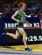 1 March 2019; Sean Tobin of Ireland competing in the Men's 3000m event during day one of the European Indoor Athletics Championships at Emirates Arena in Glasgow, Scotland. Photo by Sam Barnes/Sportsfile