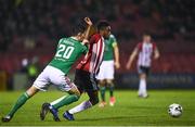 1 March 2019; Junior Ogedi-Uzokwe of Derry City in action against Shane Griffin of Cork City during the SSE Airtricity League Premier Division match between Cork City and Derry City at Turners Cross in Cork. Photo by Eóin Noonan/Sportsfile