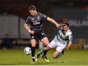 1 March 2019; Dane Massey of Dundalk in action against Joel Coustrain of Shamrock Rovers during the SSE Airtricity League Premier Division match between Shamrock Rovers and Dundalk at Tallaght Stadium in Dublin. Photo by Seb Daly/Sportsfile