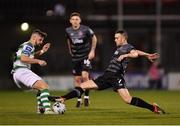 1 March 2019; Michael Duffy of Dundalk in action against Greg Bolger of Shamrock Rovers during the SSE Airtricity League Premier Division match between Shamrock Rovers and Dundalk at Tallaght Stadium in Dublin. Photo by Seb Daly/Sportsfile
