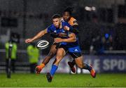 1 March 2019; Adam Byrne of Leinster kicks through as is tackled by Rabz Maxwane of Toyota Cheetahs during the Guinness PRO14 Round 17 match between Leinster and Toyota Cheetahs at the RDS Arena in Dublin. Photo by Brendan Moran/Sportsfile