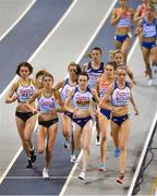 1 March 2019; A general view of the lead group during the Women’s 3000m Final event during day one of the European Indoor Athletics Championships at Emirates Arena in Glasgow, Scotland. Photo by Sam Barnes/Sportsfile