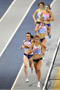 1 March 2019; Konstanze Klosterhalfen of Germany, right, and Laura Muir of Great Britain competing in the Women's 3000m event during day one of the European Indoor Athletics Championships at Emirates Arena in Glasgow, Scotland. Photo by Sam Barnes/Sportsfile