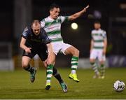1 March 2019; Chris Shields of Dundalk in action against Aaron McEneff of Shamrock Rovers during the SSE Airtricity League Premier Division match between Shamrock Rovers and Dundalk at Tallaght Stadium in Dublin. Photo by Seb Daly/Sportsfile