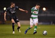 1 March 2019; Trevor Clarke of Shamrock Rovers in action against Daniel Kelly of Dundalk during the SSE Airtricity League Premier Division match between Shamrock Rovers and Dundalk at Tallaght Stadium in Dublin. Photo by Seb Daly/Sportsfile