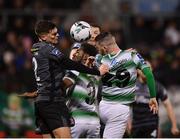 1 March 2019; Seán Gannon of Dundalk in action against Daniel Carr, centre, and Jack Byrne of Shamrock Rovers during the SSE Airtricity League Premier Division match between Shamrock Rovers and Dundalk at Tallaght Stadium in Dublin. Photo by Seb Daly/Sportsfile