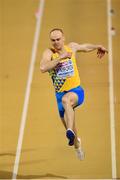 1 March 2019; Serhii Nykyforov of Ukraine competing in the Men's long Jump during day one of the European Indoor Athletics Championships at Emirates Arena in Glasgow, Scotland. Photo by Sam Barnes/Sportsfile