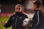 1 March 2019; Dundalk first team coach John Gill, left, in conversation with Dane Massey prior to the SSE Airtricity League Premier Division match between Shamrock Rovers and Dundalk at Tallaght Stadium in Dublin. Photo by Ben McShane/Sportsfile