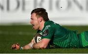 2 March 2019; Kieran Marmion of Connacht celebrates after scoring his side's fifth try during the Guinness PRO14 Round 17 match between Connacht and Ospreys at The Sportsground in Galway. Photo by Ramsey Cardy/Sportsfile