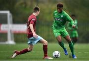 2 March 2019; Daniel Okwute of Kerry in action against Kane Rowlands of Cobh Ramblers during the SSE Airtricity Under-17 National League match between Cobh Ramblers and Kerry at Ballea Park in Carrigaline, Cork. Photo by Eóin Noonan/Sportsfile
