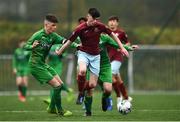 2 March 2019; Tom Noonan of Cobh Ramblers in action against Tom Doyle of Kerry during the SSE Airtricity Under-17 National League match between Cobh Ramblers and Kerry at Ballea Park in Carrigaline, Cork. Photo by Eóin Noonan/Sportsfile