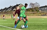 2 March 2019; Daniel Okwute of Kerry in action against Dylan O'Halloran of Cobh Ramblers during the SSE Airtricity Under-17 National League match between Cobh Ramblers and Kerry at Ballea Park in Carrigaline, Cork. Photo by Eóin Noonan/Sportsfile
