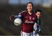 2 March 2019; Áine McDonagh of Galway in action against Róisín Durkin of Mayo during the Lidl Ladies NFL Division 1 Round 4 match between Mayo and Galway at Elverys MacHale Park in Castlebar, Mayo. Photo by Piaras Ó Mídheach/Sportsfile