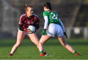 2 March 2019; Sarah Conneally of Galway in action against Róisín Durkin of Mayo during the Lidl Ladies NFL Division 1 Round 4 match between Mayo and Galway at Elverys MacHale Park in Castlebar, Mayo. Photo by Piaras Ó Mídheach/Sportsfile