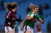 2 March 2019; Grace Kelly of Mayo in action against Louise Ward of Galway during the Lidl Ladies NFL Division 1 Round 4 match between Mayo and Galway at Elverys MacHale Park in Castlebar, Mayo. Photo by Piaras Ó Mídheach/Sportsfile