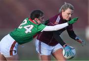 2 March 2019; Barbara Hannon of Galway in action against Róisín Durkin of Mayo during the Lidl Ladies NFL Division 1 Round 4 match between Mayo and Galway at Elverys MacHale Park in Castlebar, Mayo. Photo by Piaras Ó Mídheach/Sportsfile